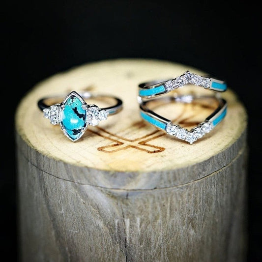 Achieving Dreams - Turquoise Quartz Ring Set